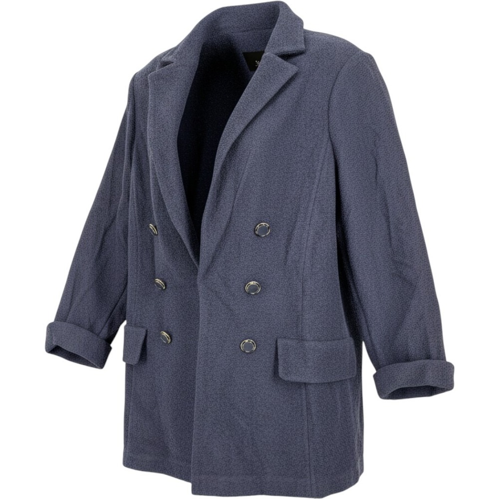 St John Navy Santana Knit Wool Blend Blazer Jacket Size 14 Luxury Old Money